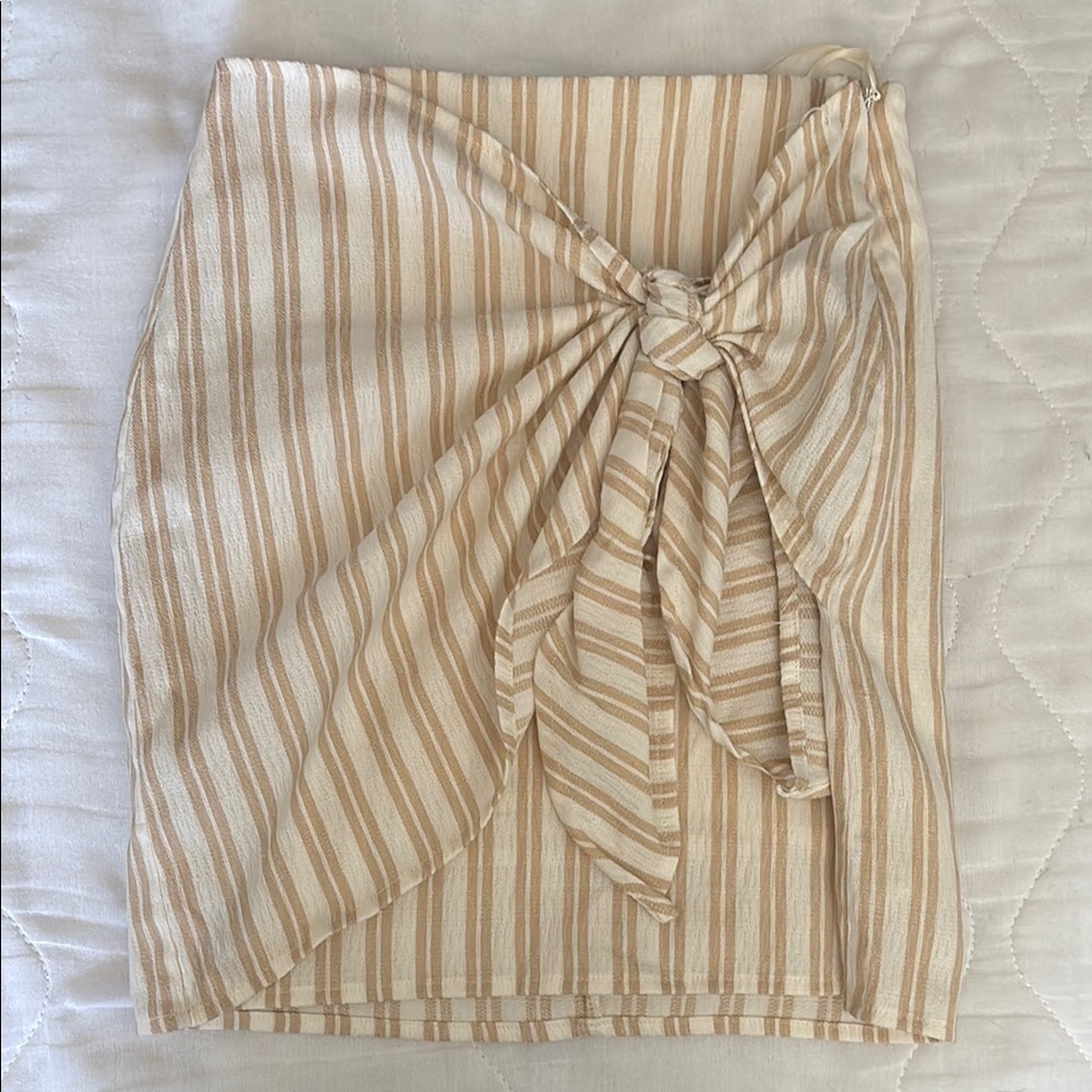 Linen Striped Tan Skirt